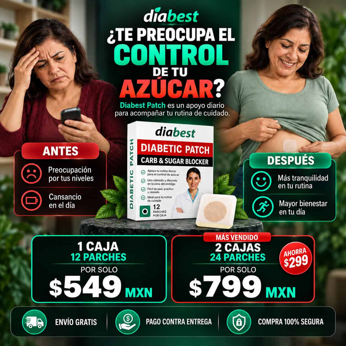 Apoyo Diario para el Control del Azúcar|Diabest Patch™